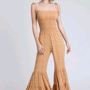 Smocked Bell Bottom Jumpsuit